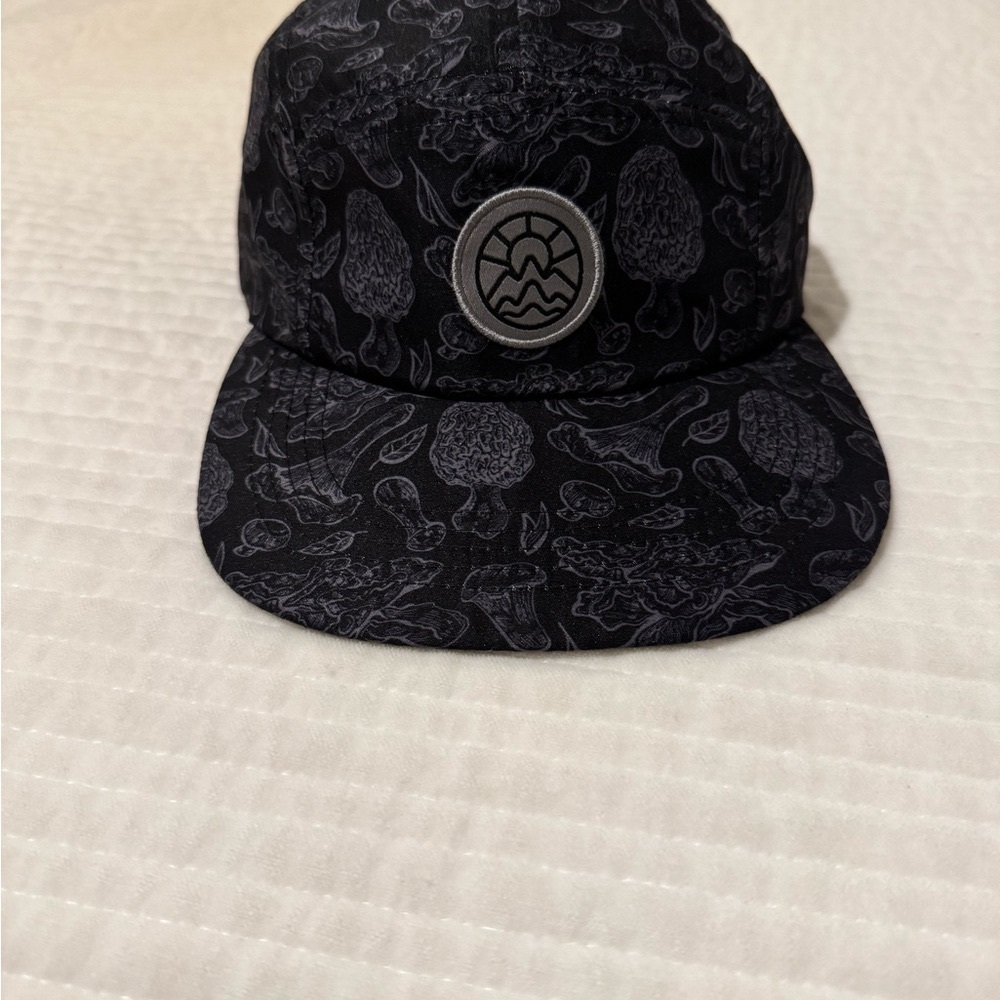 McClumsy Mushroom Black strap Hat with Mushroom Pattern and flexible brim